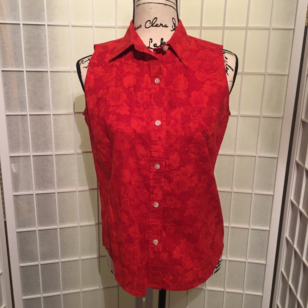 Ralph Lauren Size Small Sleeveless Floral Top EUC